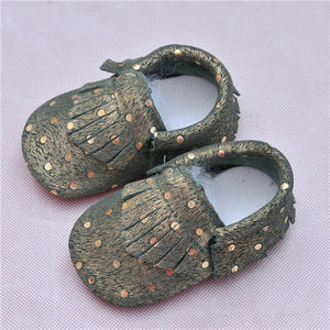 Genuine Leather First Walkers Flash Dots Baby shoes Fringe Baby Moccasins Soft bottom newborn Bebe shoes