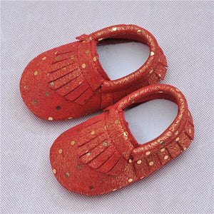 Genuine Leather First Walkers Flash Dots Baby shoes Fringe Baby Moccasins Soft bottom newborn Bebe shoes