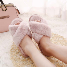 Load image into Gallery viewer, COOTELILI Winter Women Home Slippers with Faux Fur Fashion Warm Shoes Woman Slip on Flats Female Slides Black Pink Plus Size 41