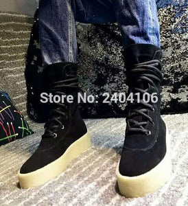 Shooegle Plus Size Celebrity Kanye Ankle Booties Casual Shoes Botas Hombre Lace Up Flat Platform Military Crepe Army Boots Men