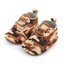 Load image into Gallery viewer, Genuine Leather Baby shoes Leopard print Baby Girls Soft shoes Horse hair Boys First walkers Lace Baby moccasins