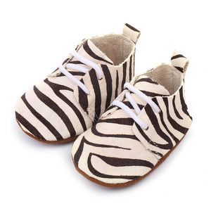 Genuine Leather Baby shoes Leopard print Baby Girls Soft shoes Horse hair Boys First walkers Lace Baby moccasins