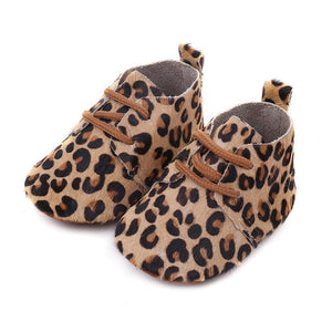 Genuine Leather Baby shoes Leopard print Baby Girls Soft shoes Horse hair Boys First walkers Lace Baby moccasins