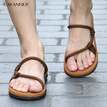 Load image into Gallery viewer, CARANFIER Sandals Men Sandalias Hombre Gladiator Sandals for Male Summer Roman Beach Shoes Flip Flops Slip Flats Slippers Slides